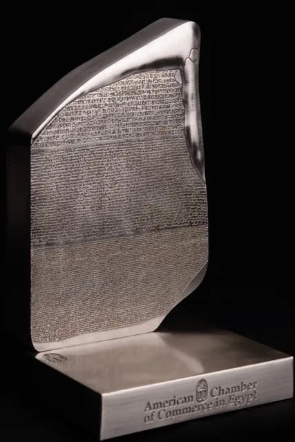 Rosetta Stone Silver Sculpture