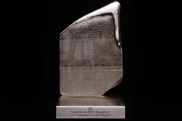 Rosetta Stone Silver Sculpture
